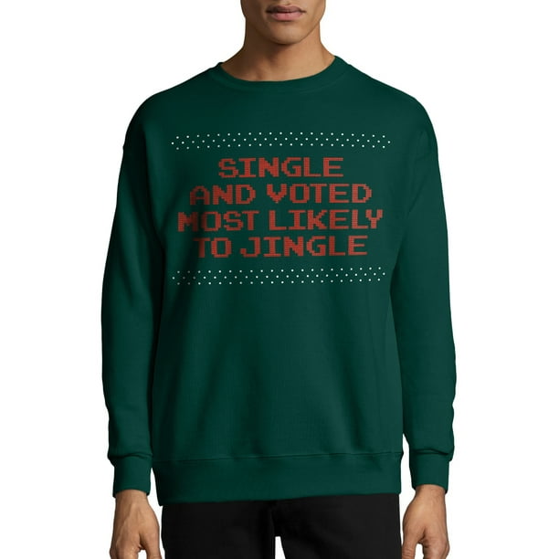 Holiday Party Mens Ugly Christmas Single & Ready to Jingle Knit Crewneck Sweater Holiday Party Mens Ugly Christmas Single & Ready to Jingle Knit Crewneck Sweater